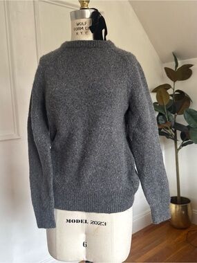 Faherty Charcoal Ribbed Crewneck Sweater